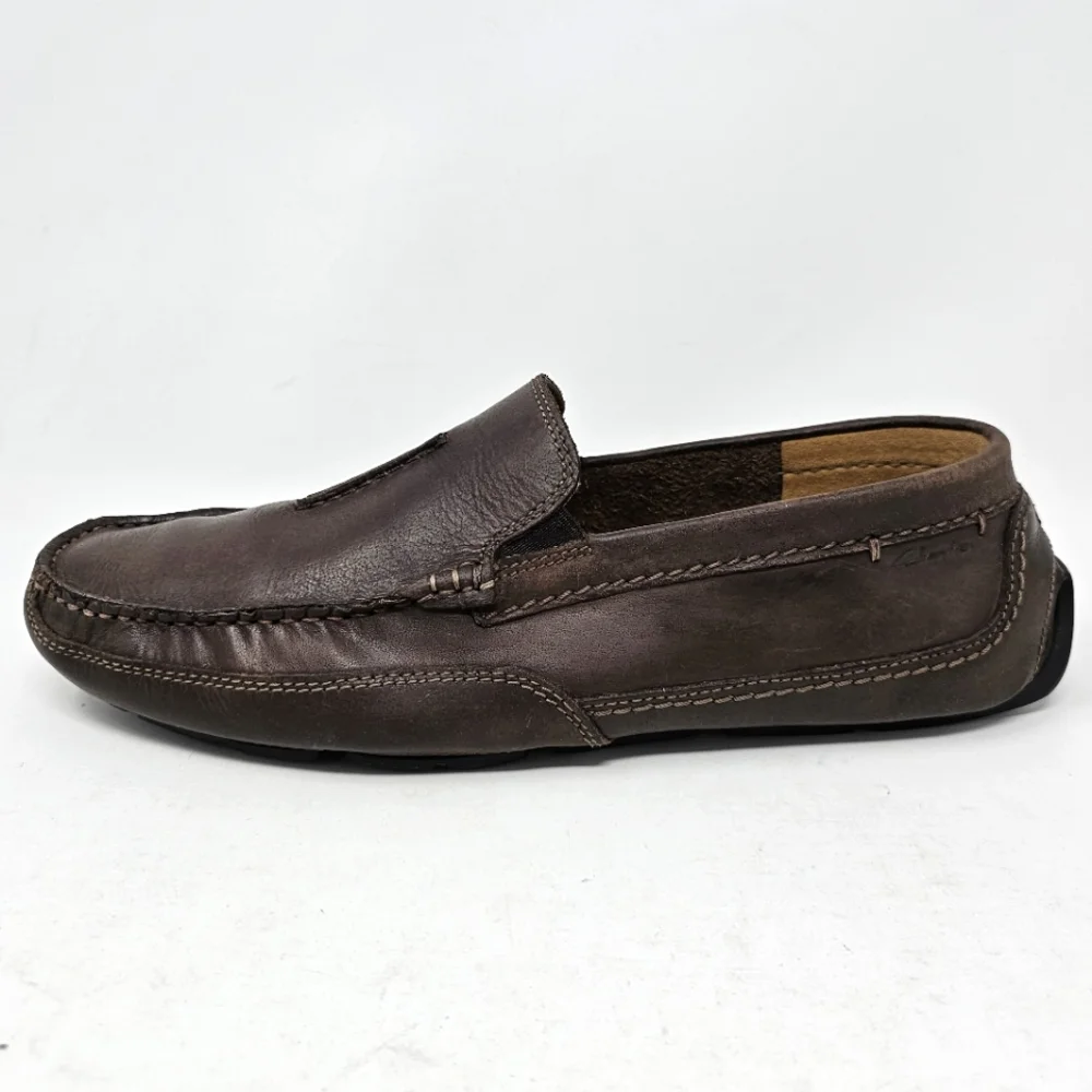 Clarks Ashmont Race Driving‎ Loafers Mens Size 10.5 Brown Leather Shoes Moccasin